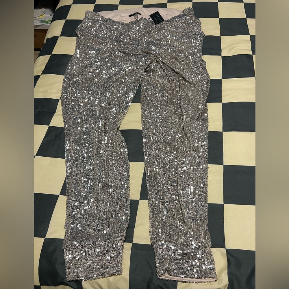 Sequin lined joggers with pockets
